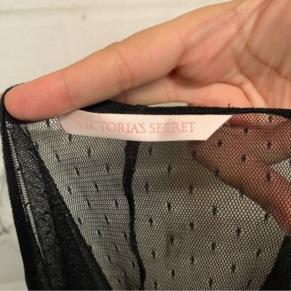 Victoria's Secret Lingerie Black Hot Pink Lace Vintage Small Stretch Mesh Sexy - Picture 5 of 5